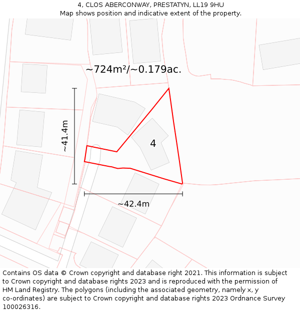 4, CLOS ABERCONWAY, PRESTATYN, LL19 9HU: Plot and title map