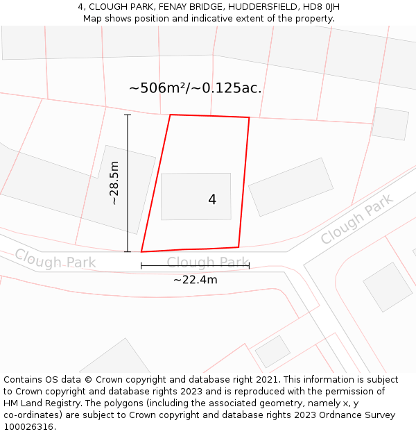 4, CLOUGH PARK, FENAY BRIDGE, HUDDERSFIELD, HD8 0JH: Plot and title map