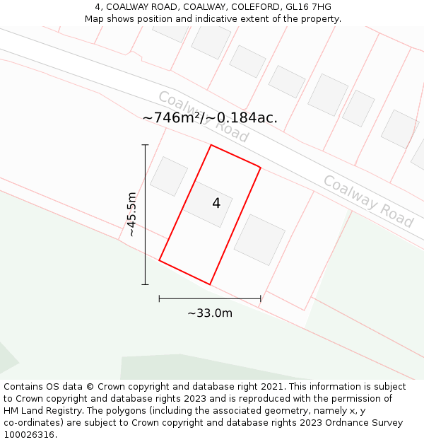 4, COALWAY ROAD, COALWAY, COLEFORD, GL16 7HG: Plot and title map