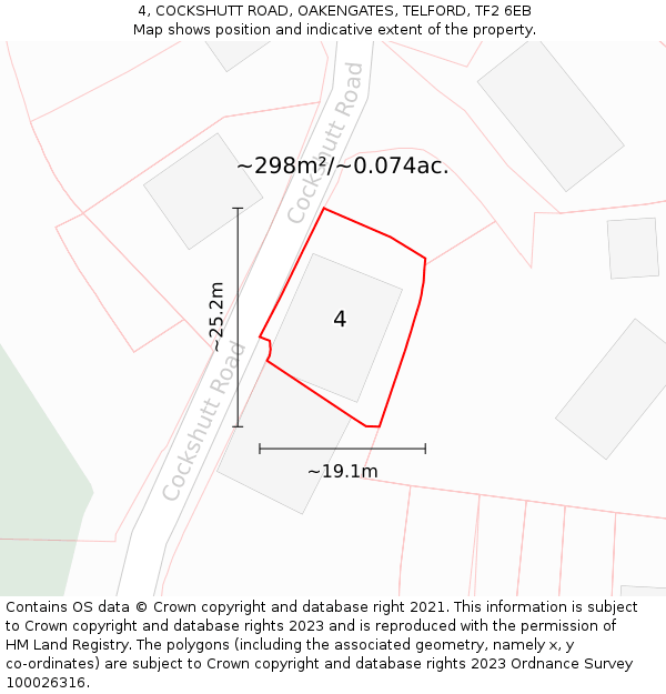 4, COCKSHUTT ROAD, OAKENGATES, TELFORD, TF2 6EB: Plot and title map