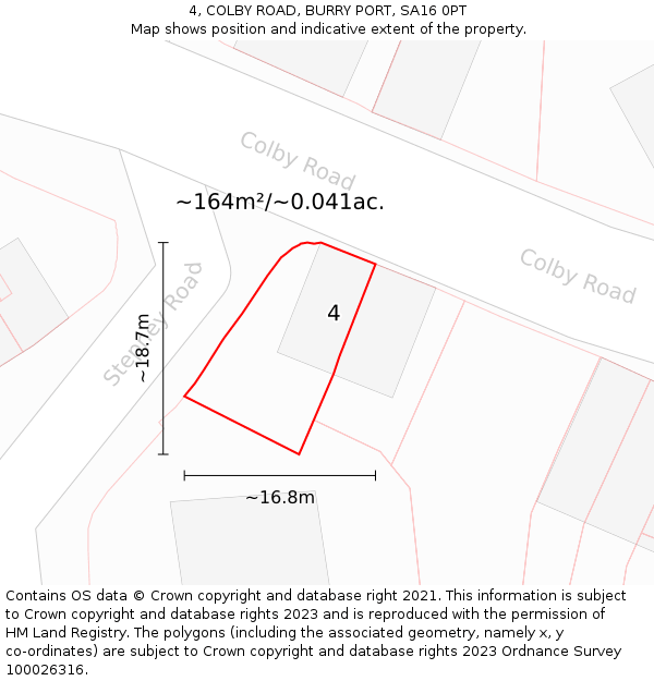 4, COLBY ROAD, BURRY PORT, SA16 0PT: Plot and title map