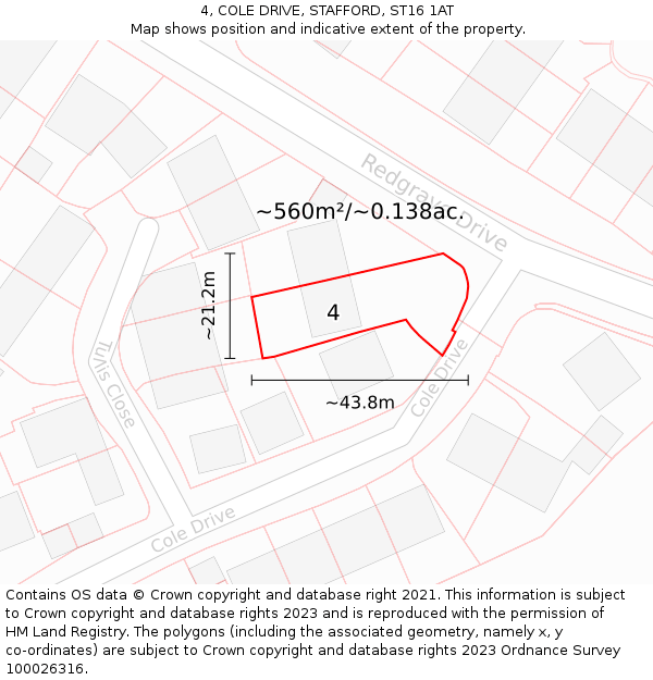 4, COLE DRIVE, STAFFORD, ST16 1AT: Plot and title map