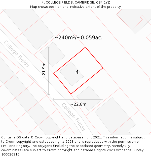 4, COLLEGE FIELDS, CAMBRIDGE, CB4 1YZ: Plot and title map