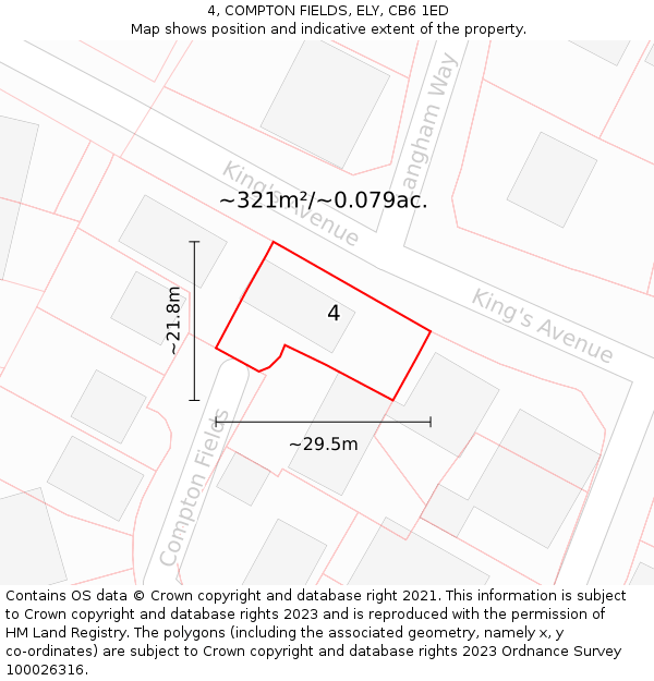 4, COMPTON FIELDS, ELY, CB6 1ED: Plot and title map