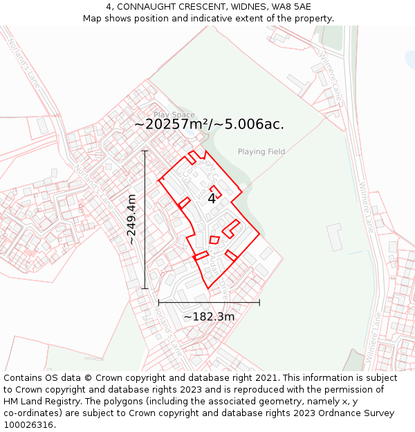 4, CONNAUGHT CRESCENT, WIDNES, WA8 5AE: Plot and title map