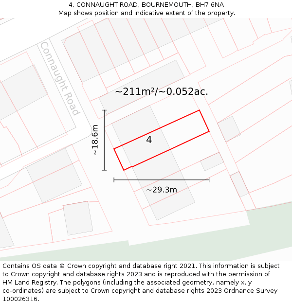 4, CONNAUGHT ROAD, BOURNEMOUTH, BH7 6NA: Plot and title map