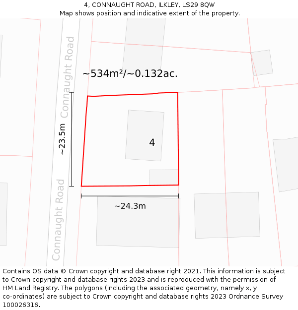 4, CONNAUGHT ROAD, ILKLEY, LS29 8QW: Plot and title map