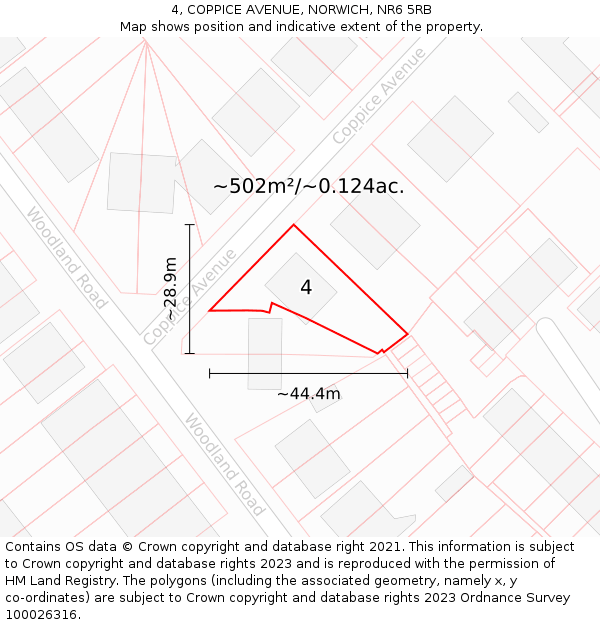 4, COPPICE AVENUE, NORWICH, NR6 5RB: Plot and title map