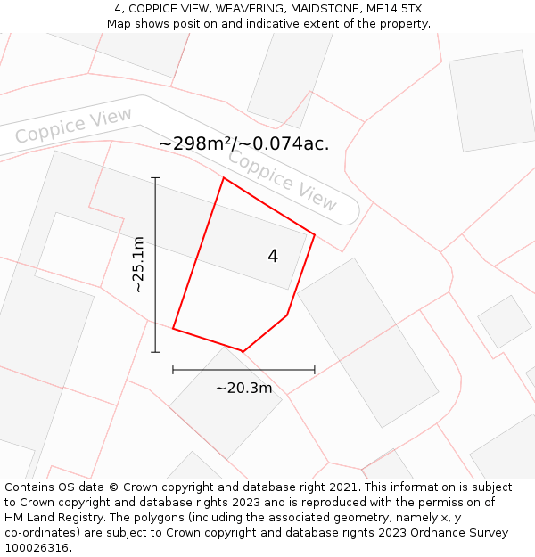 4, COPPICE VIEW, WEAVERING, MAIDSTONE, ME14 5TX: Plot and title map