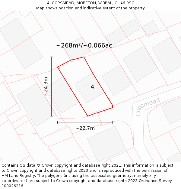 4, COPSMEAD, MORETON, WIRRAL, CH46 9SG: Plot and title map