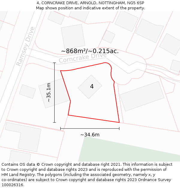 4, CORNCRAKE DRIVE, ARNOLD, NOTTINGHAM, NG5 6SP: Plot and title map