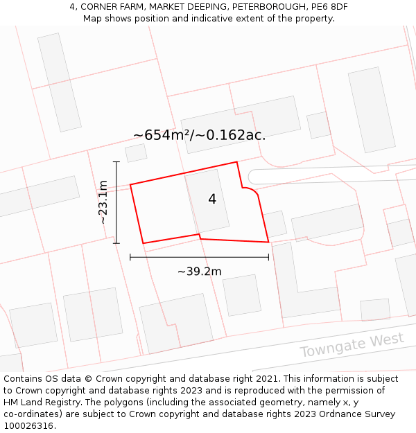 4, CORNER FARM, MARKET DEEPING, PETERBOROUGH, PE6 8DF: Plot and title map