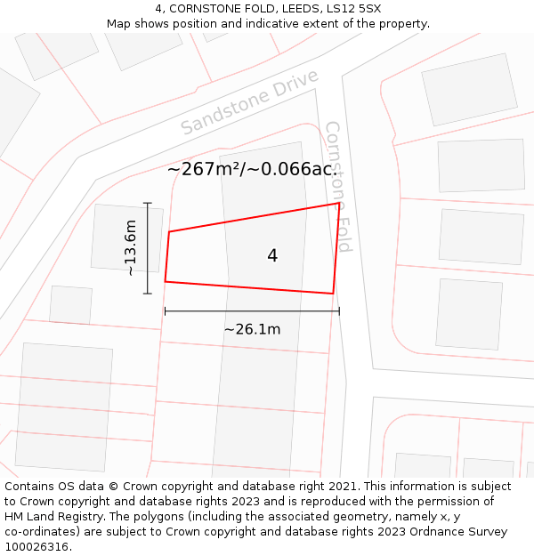 4, CORNSTONE FOLD, LEEDS, LS12 5SX: Plot and title map