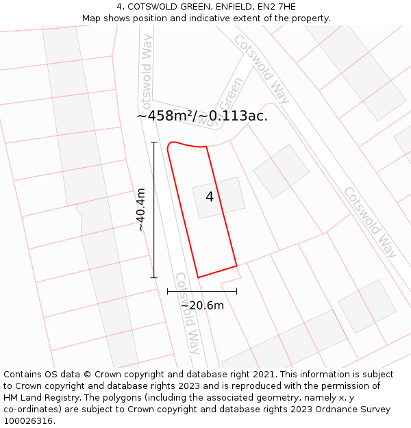 4, COTSWOLD GREEN, ENFIELD, EN2 7HE: Plot and title map