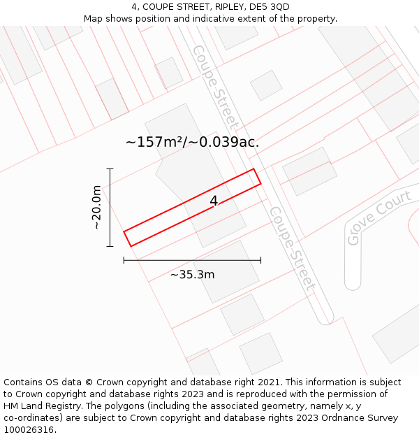 4, COUPE STREET, RIPLEY, DE5 3QD: Plot and title map
