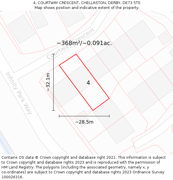4, COURTWAY CRESCENT, CHELLASTON, DERBY, DE73 5TS: Plot and title map