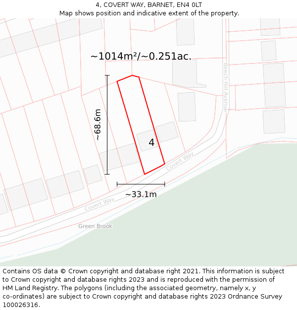 4, COVERT WAY, BARNET, EN4 0LT: Plot and title map