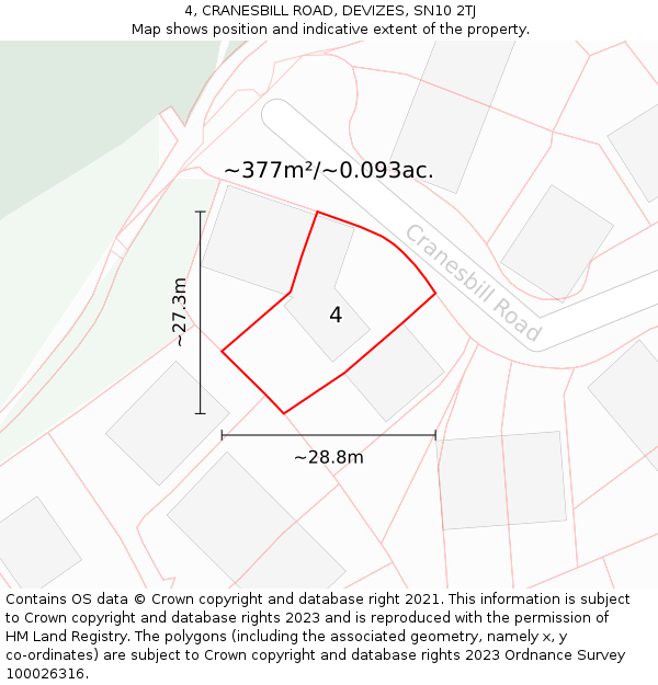 4, CRANESBILL ROAD, DEVIZES, SN10 2TJ: Plot and title map