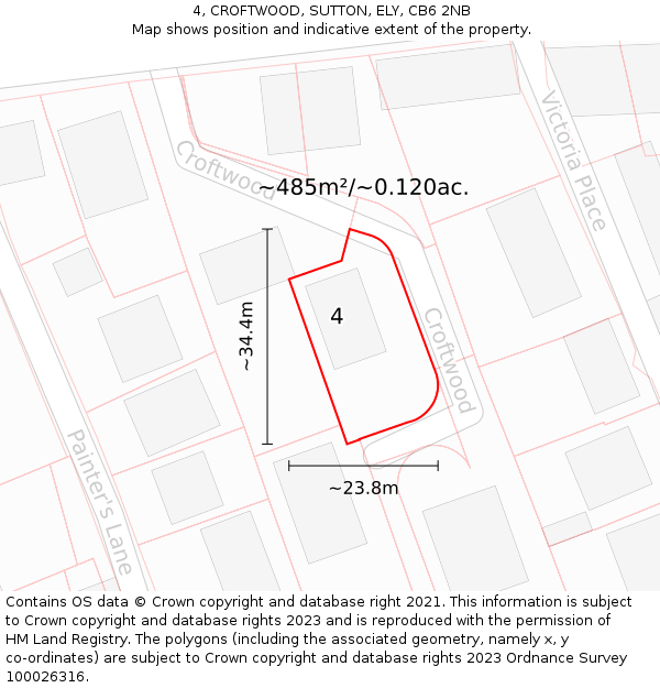 4, CROFTWOOD, SUTTON, ELY, CB6 2NB: Plot and title map