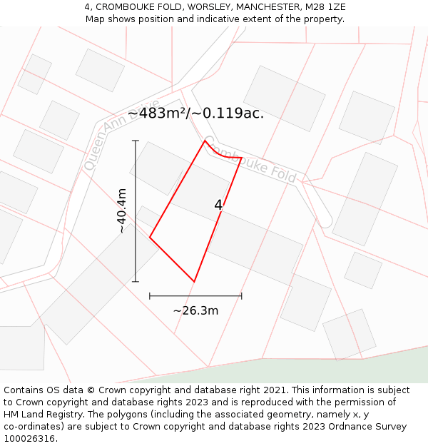 4, CROMBOUKE FOLD, WORSLEY, MANCHESTER, M28 1ZE: Plot and title map