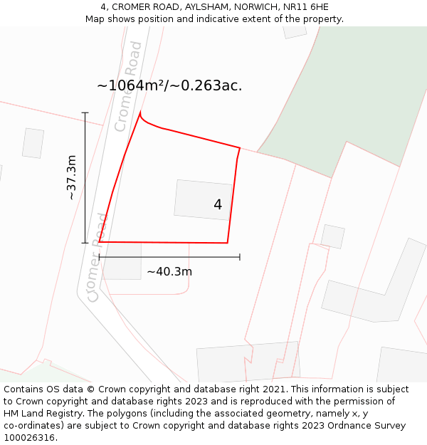 4, CROMER ROAD, AYLSHAM, NORWICH, NR11 6HE: Plot and title map
