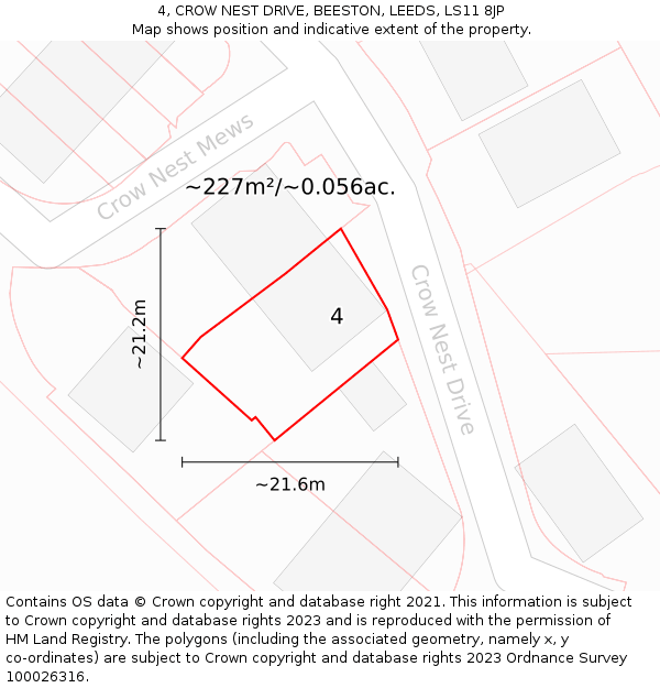 4, CROW NEST DRIVE, BEESTON, LEEDS, LS11 8JP: Plot and title map