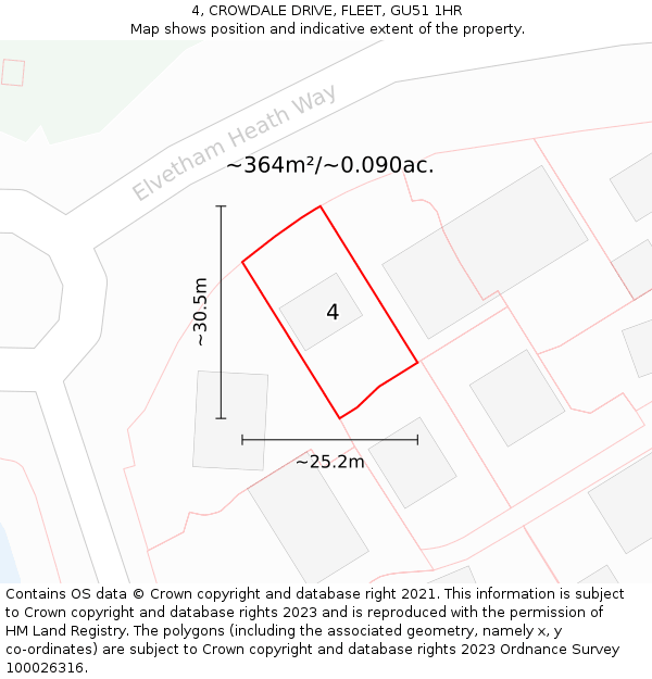 4, CROWDALE DRIVE, FLEET, GU51 1HR: Plot and title map