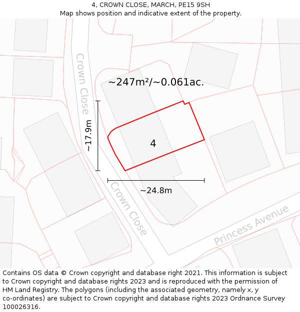 4, CROWN CLOSE, MARCH, PE15 9SH: Plot and title map