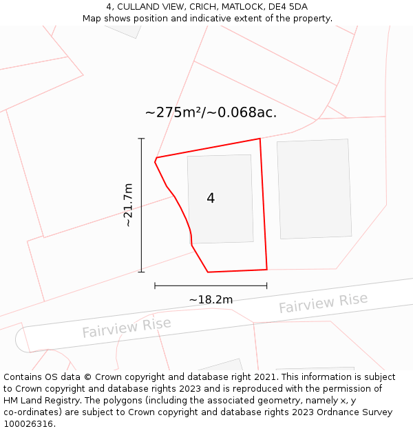 4, CULLAND VIEW, CRICH, MATLOCK, DE4 5DA: Plot and title map