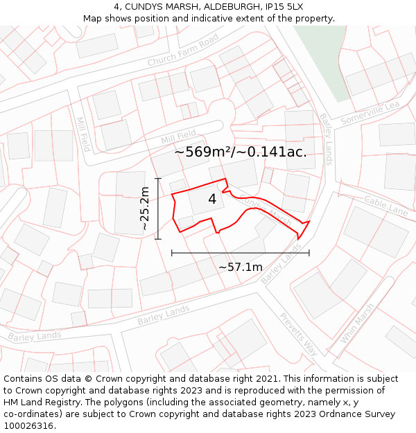 4, CUNDYS MARSH, ALDEBURGH, IP15 5LX: Plot and title map