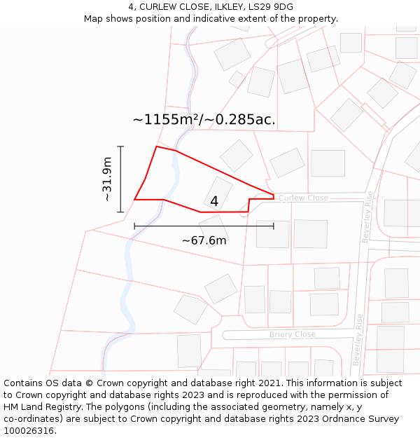 4, CURLEW CLOSE, ILKLEY, LS29 9DG: Plot and title map