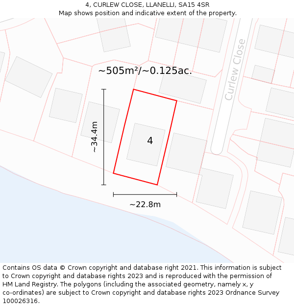 4, CURLEW CLOSE, LLANELLI, SA15 4SR: Plot and title map