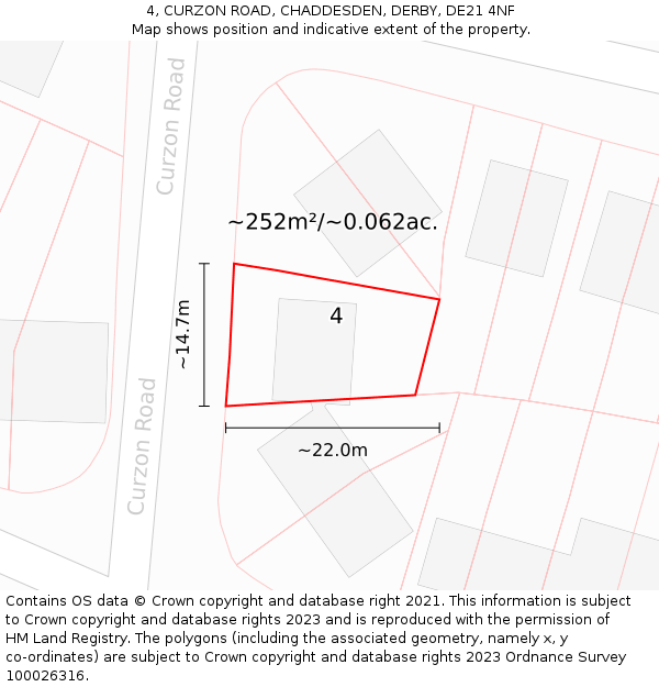 4, CURZON ROAD, CHADDESDEN, DERBY, DE21 4NF: Plot and title map