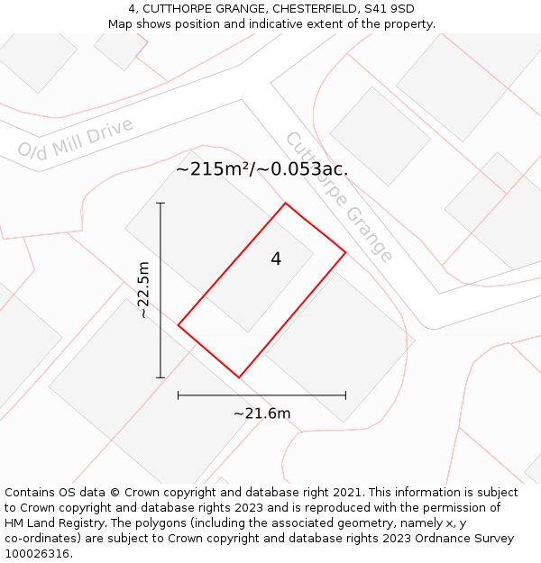 4, CUTTHORPE GRANGE, CHESTERFIELD, S41 9SD: Plot and title map