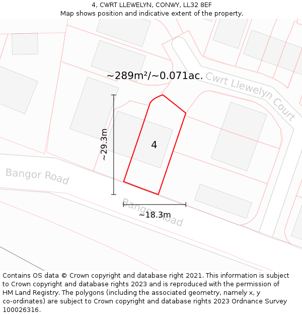 4, CWRT LLEWELYN, CONWY, LL32 8EF: Plot and title map