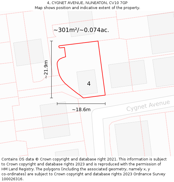 4, CYGNET AVENUE, NUNEATON, CV10 7GP: Plot and title map