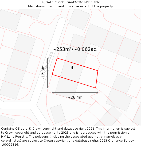 4, DALE CLOSE, DAVENTRY, NN11 8SY: Plot and title map