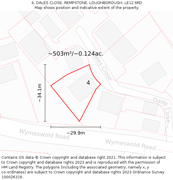 4, DALES CLOSE, REMPSTONE, LOUGHBOROUGH, LE12 6RD: Plot and title map