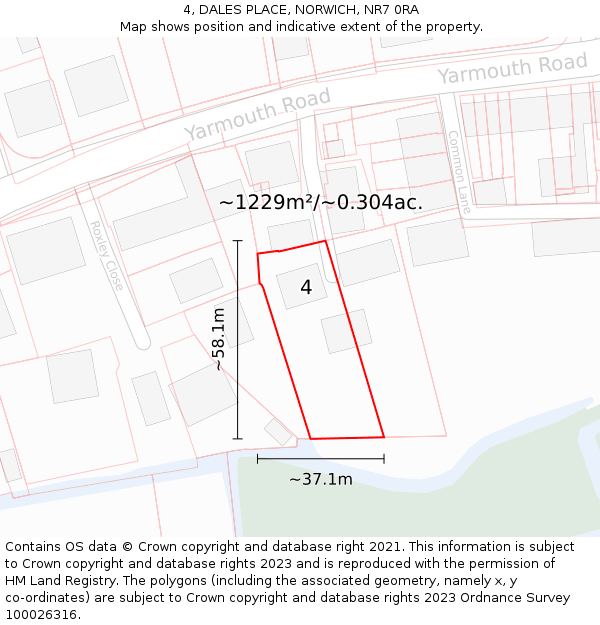 4, DALES PLACE, NORWICH, NR7 0RA: Plot and title map