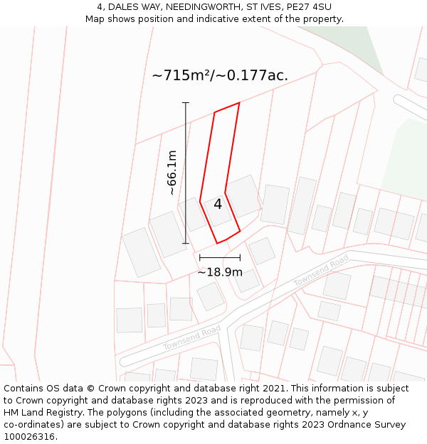 4, DALES WAY, NEEDINGWORTH, ST IVES, PE27 4SU: Plot and title map