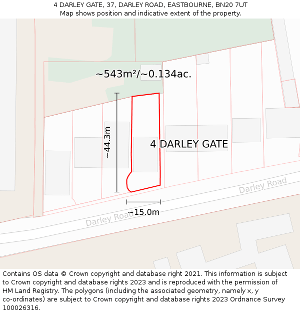 4 DARLEY GATE, 37, DARLEY ROAD, EASTBOURNE, BN20 7UT: Plot and title map
