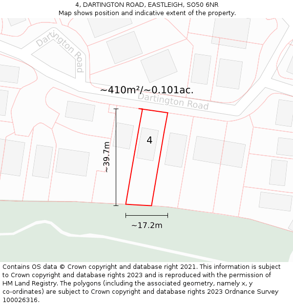 4, DARTINGTON ROAD, EASTLEIGH, SO50 6NR: Plot and title map