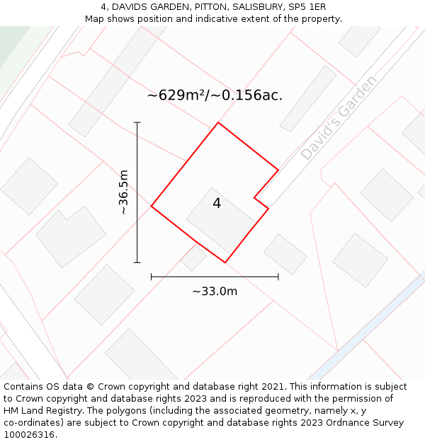 4, DAVIDS GARDEN, PITTON, SALISBURY, SP5 1ER: Plot and title map