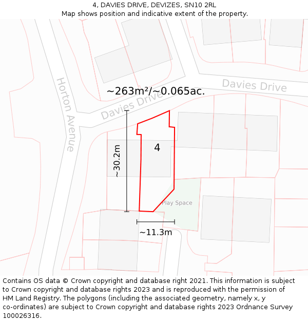 4, DAVIES DRIVE, DEVIZES, SN10 2RL: Plot and title map