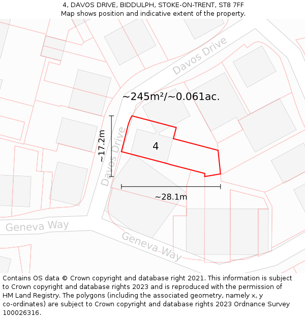 4, DAVOS DRIVE, BIDDULPH, STOKE-ON-TRENT, ST8 7FF: Plot and title map