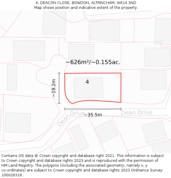 4, DEACON CLOSE, BOWDON, ALTRINCHAM, WA14 3ND: Plot and title map