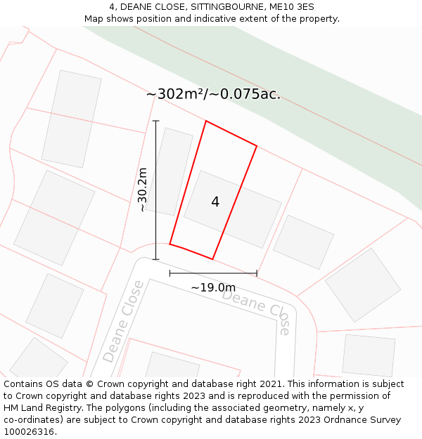 4, DEANE CLOSE, SITTINGBOURNE, ME10 3ES: Plot and title map
