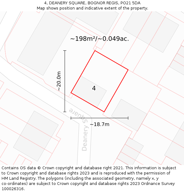 4, DEANERY SQUARE, BOGNOR REGIS, PO21 5DA: Plot and title map