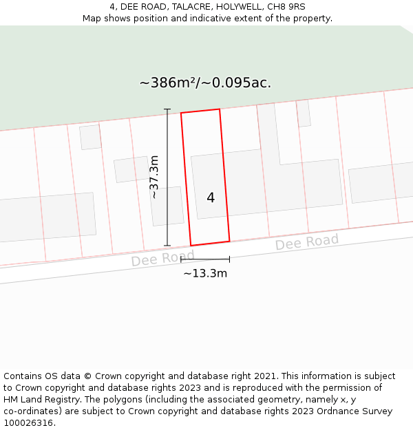 4, DEE ROAD, TALACRE, HOLYWELL, CH8 9RS: Plot and title map