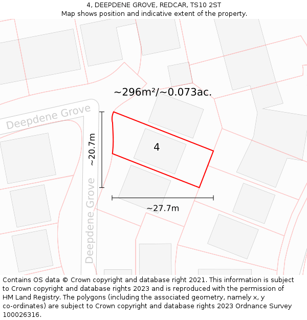 4, DEEPDENE GROVE, REDCAR, TS10 2ST: Plot and title map